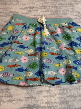 Mini Boden Aqua Fish Print Skort 8-9Y